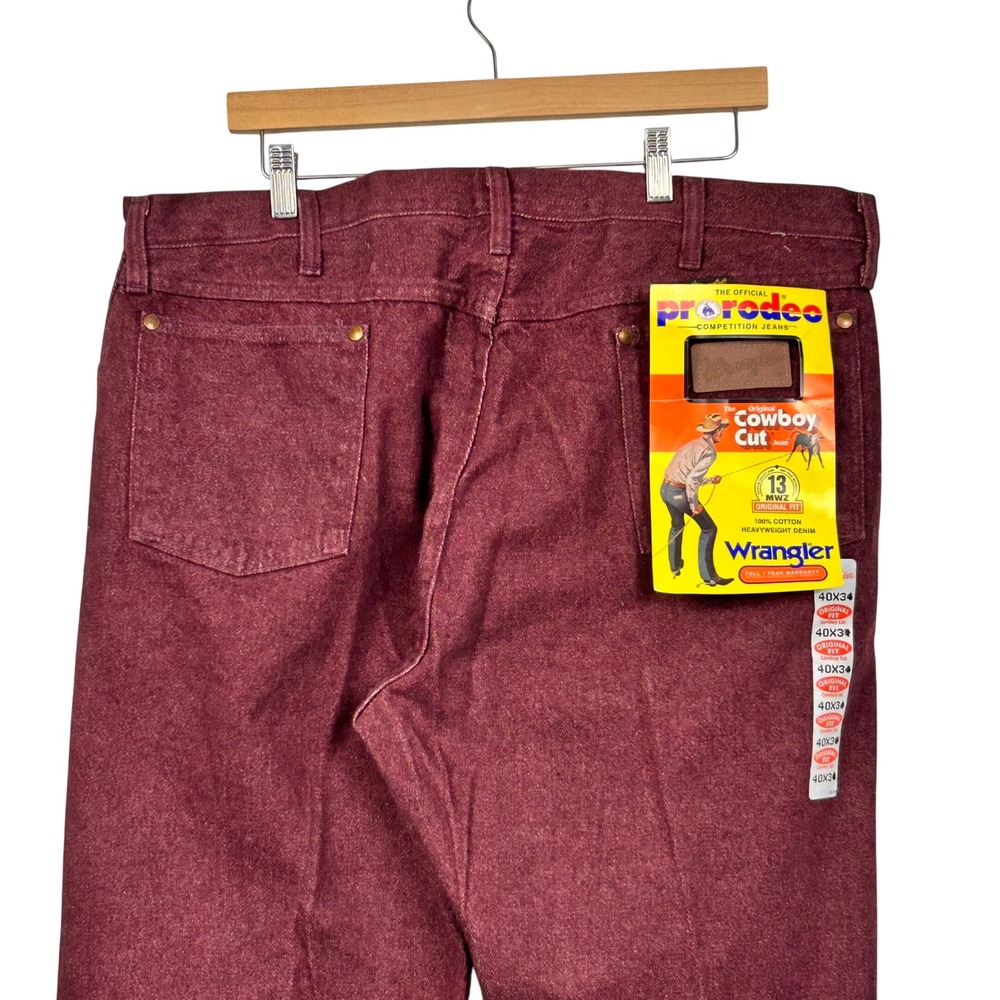 Wrangler Cowboy Cut Jeans Mens 40x30 Burgundy Made in USA 13MWZ New With Tags - Picture 5 of 9